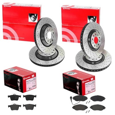 brembo BREMSSCHEIBEN+BELÄGE VORNE+HINTEN passend für ATECA TARRACO KODIAQ SUPERB