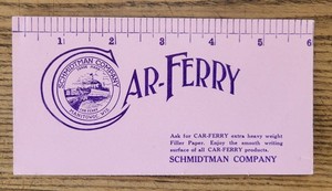 Vintage Car-Ferry Ink Blotter, Schmidtman Co., Manitowoc, WI, 3" x 6"