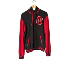 Harry Potter Gryffindor Varsity Hoodie Large Black Red Snap Front Cotton Blend