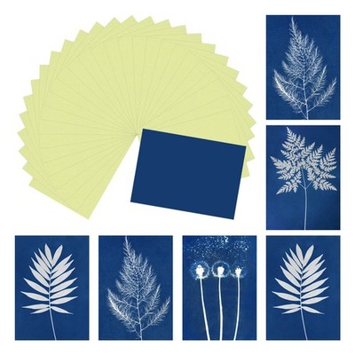 Cyanotype Paper, 32 Sheet Sun Print Paper Kit Yellow Crafts Paper 5.8x4.1''