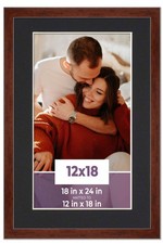 12x18 Frame Walnut With Black Picture Mat For 12x18 Photo - Walnut 18x24 Frame T