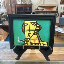 Wood Cigar Box Oscar Valladares Ciseron Ed. LID Piccaso Sphinx 9-3/4" x 7-3/4"