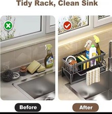 Kitchen Sink Drain Rack Organizer Stainless Steel Self Draining Sink Shelf Soap