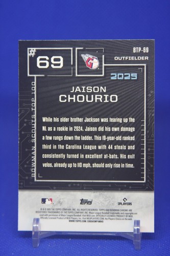 2025 Bowman - Bowman Scouts Top 100 Jaison Chourio #BTP-69 (RC) - Picture 2 of 2