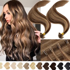 Pre-Bonded Fusion Keratin Glue Nail U Tip Remy Human Hair Extensions Mix Blonde
