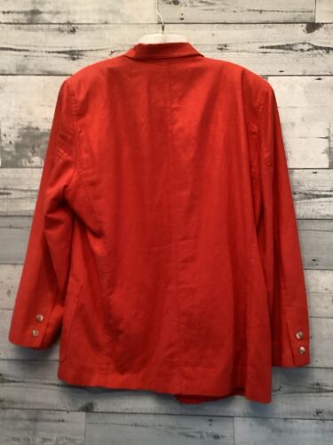Liz Sport Liz Claiborne VTG Y2K Blazer Jacket 8 petite Red Linen Cotton Classic - Picture 2 of 6