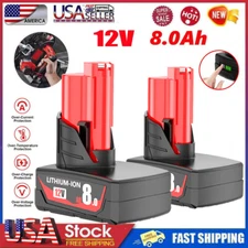 2Pack 8.0Ah Battery For Milwaukee for M12 LITHIUM Extended Capacity 48-11-2460