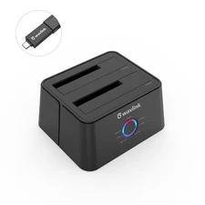 USB 3.0 to SATA Dual-Bay External Hard Drive Docking Station 2.5/3.5" SSD HDD