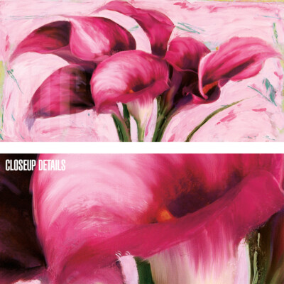 48W''x24H'' PURPLE CALLAS by ROBIN SADLER - FUCHSIA PINK FLORAL CHOICES of CANVAS