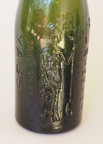 Scarce TJ Sheekey Yass 6oz Green Blob Top Bottle Embossed Woman With Key/Shield - Picture 7 of 11