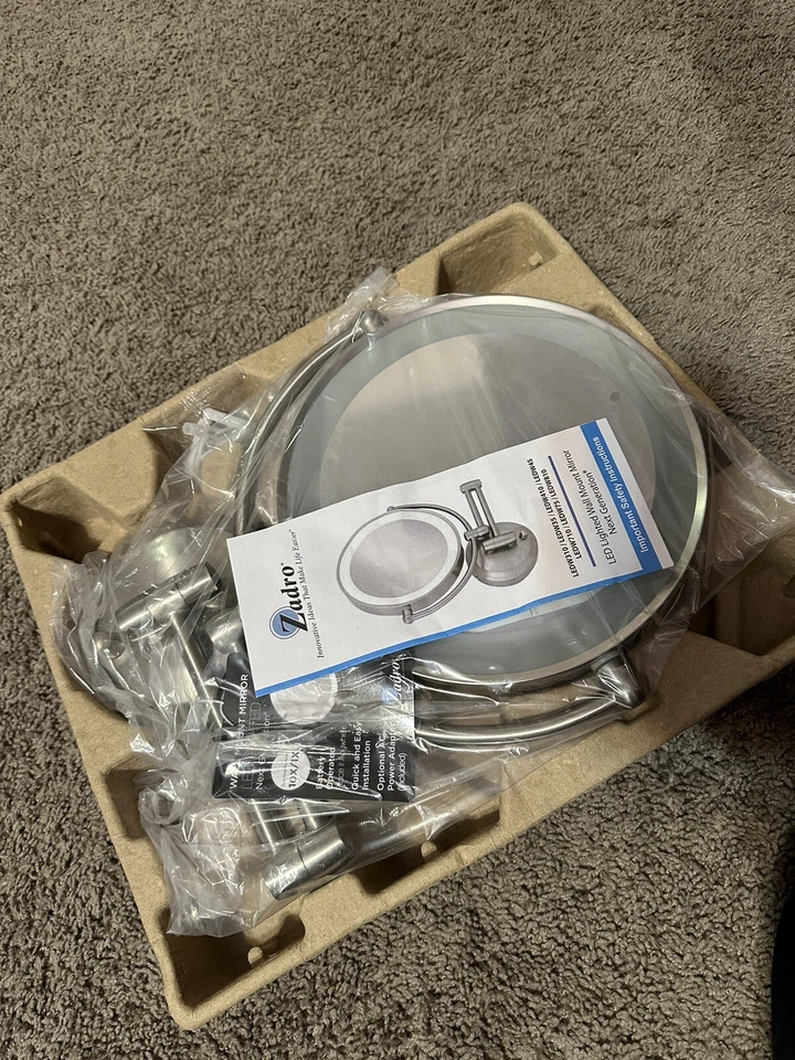 Zadro LED Wall Mounted Makeup Mirror w/ 1X or 10X Magnification & Extendable Arm - Image 2 of 4