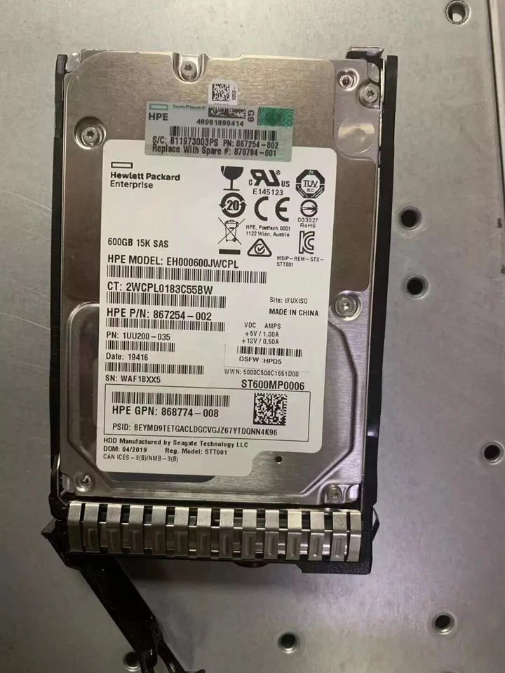 New HP 870757-B21 870794-001 2.5" 600GB 12Gb/s SAS 15K SFF SC HDD Hard Drive - Image 2 of 4