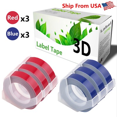 (3Red,3Blue) Label Tape work for Dymo S0720020 1540 Dymo 20008CP Label Makers