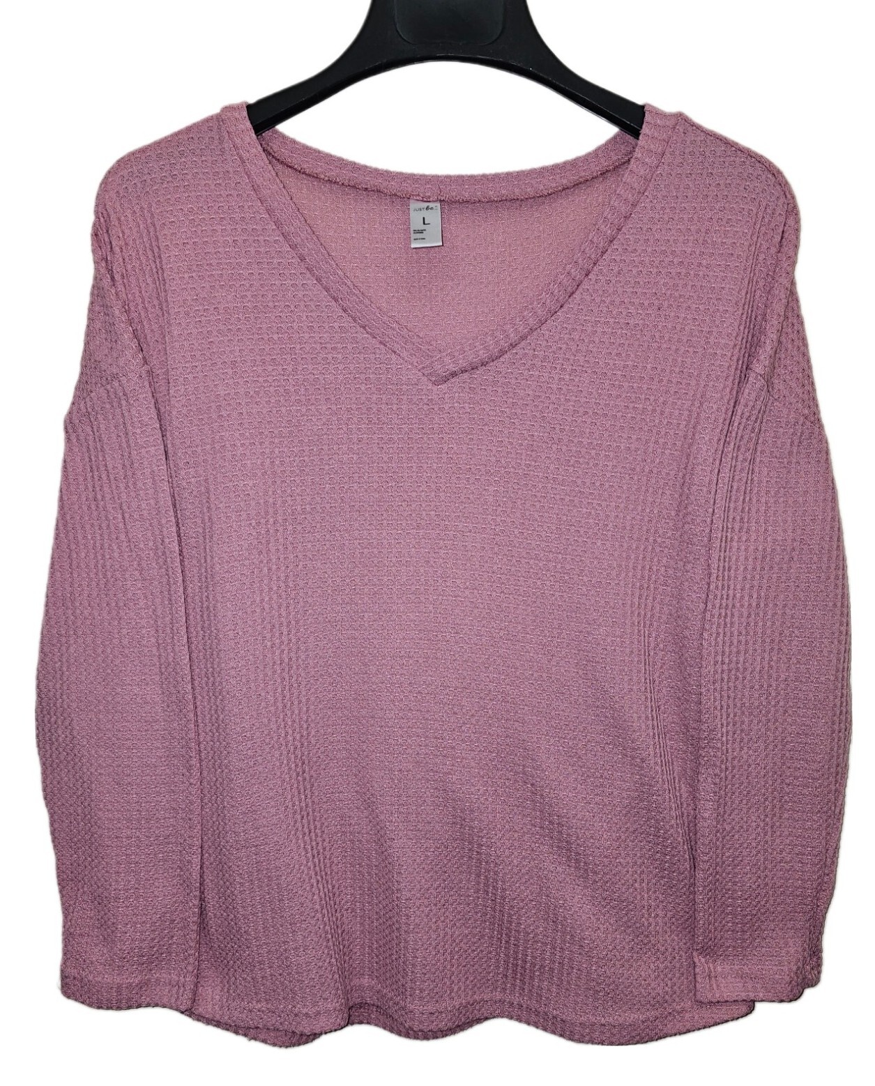 Just Be Pink Long Sleeve V-Neck Pullover Sweater Women's Size L