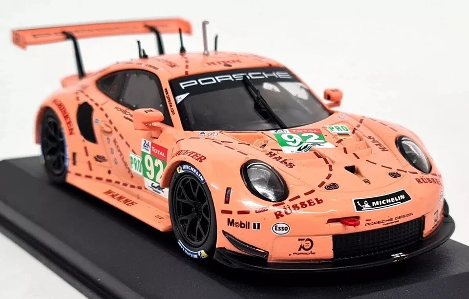 #92 Porsche 911 RSR Pink Pig Le Mans 2018 Christensen 1/43 Diecast Car Spark - Image 3 of 4
