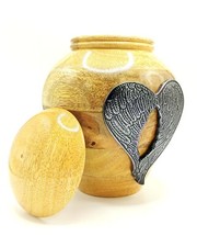 Handmade Wooden Angel Wings Urn for Adult Human Ashes with Velvet Bag Cremation