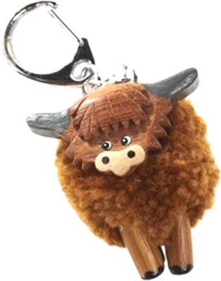 Highland Cow Pom Pom Keyring UK