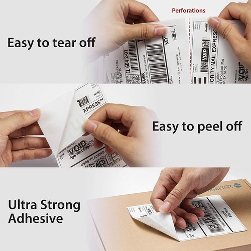 Etiquetas de envío térmico directo plegables con ventilador 500-4000 4"x6" para persiana enrollable Zebra 2844 ZP450 - Imagen 1 de 5