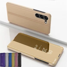 For Samsung  S25 Ultra S24 FE S24+ Shockproof Mirror Stand Flip Phone Case Cover