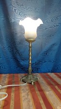 Lampada Da Scrivania Tavolo Ottone E Vetro Satinato Vintage Anni 50 Modernariato