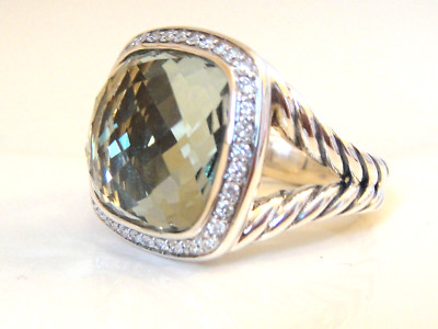 NEW STYLE AUTH. DAVID YURMAN ALBION GROSSER PRASIOLITH DIAMANT RING 14 mm