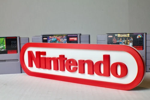 Large Nintendo Logo Video Game Wall Art Collectable Sign