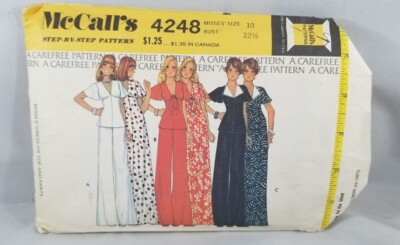 McCall's Step-By-Step Carefree Sewing Pattern Dress Top Pants Sz 10 Vintage 1974