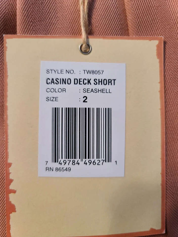 Shorts deck cassino Tommy Bahamas novo com etiquetas cor concha rosa/malva tamanho 2 estilo TW8057 - Imagem 4 de 4