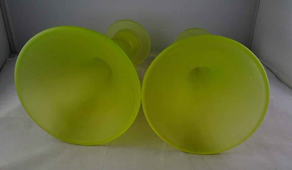 Pair Of Tiffin Uranium Vaseline Glass Candlesticks eBay