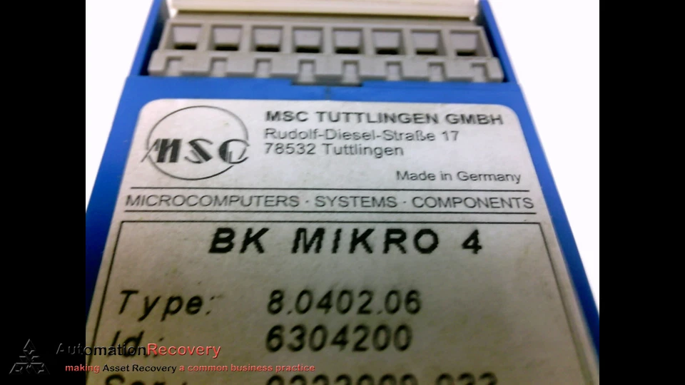 MSC BKMIKRO4 REVISION 1.07 120 VAC 50/60HZ U:230VAC I:2A U:30VDC I:2A, N #102734 - Image 2 of 4