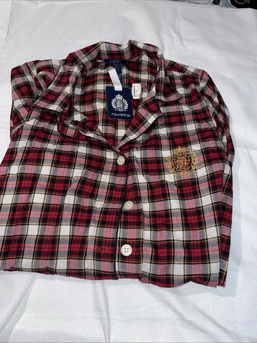 Chaps Ralph Lauren Women's Pajama Top Red Flannel Plaid Button Down XXLarge - Picture 2 of 3