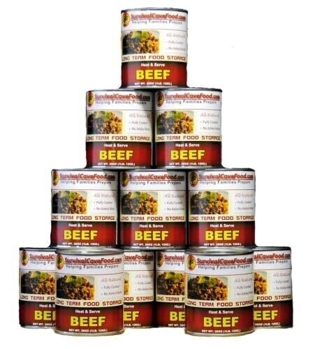 Survival Cave USDA Food Long Storage Gourmet Ready to Eat Beef 14.5oz/Can-12cans - Picture 4 of 4