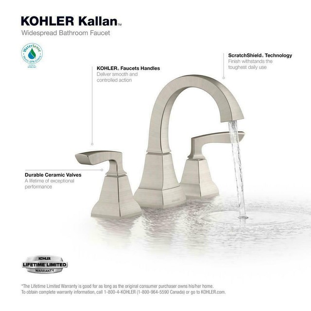 Kohler Kallan Bathroom Faucet 8 In Widespread 2 Handle Vibrant