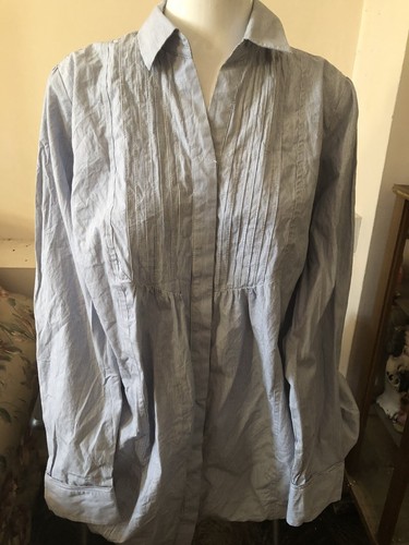Womens Marks & Spencer Size 22 Light Blue Long Length Shirt - Picture 2 of 3