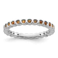 Silver Stackable Expressions Citrine Ring QSK372