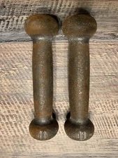 Cast Iron Round Bun Head Dumbbell Set - 1 Pound each