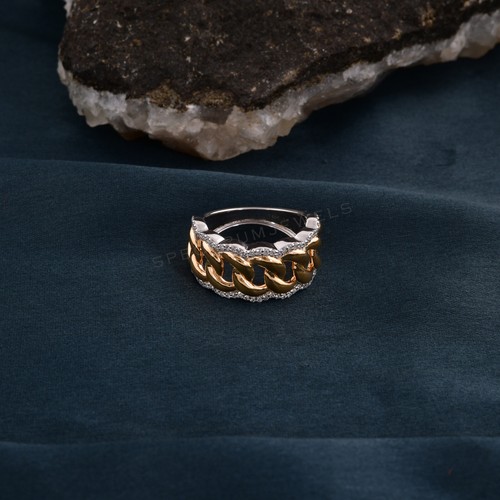 0.50 Ct Lab Grown CVD Pave Diamond Ring Gift 18k Yellow/White Two Tone Gold - Picture 7 of 9