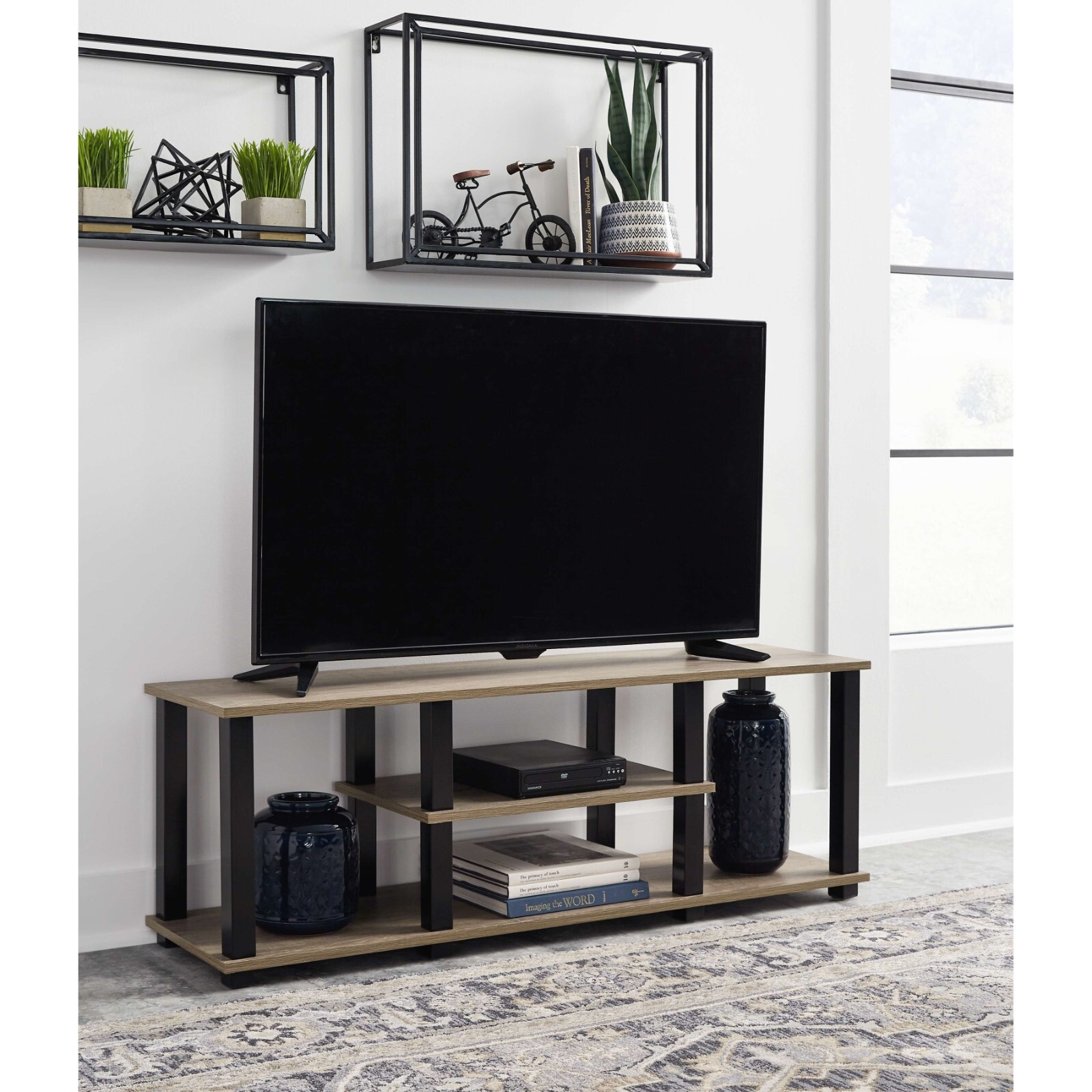 Signature Design by Ashley Waylowe - Natural / Black - TV Stand
