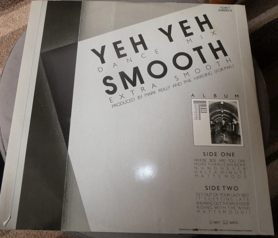 Matt Bianco Yeh Yeh 12" WEA YZ46 EX/EX 1985 picture sleeve, Yeh Yeh/Smooth - Image 2 of 2