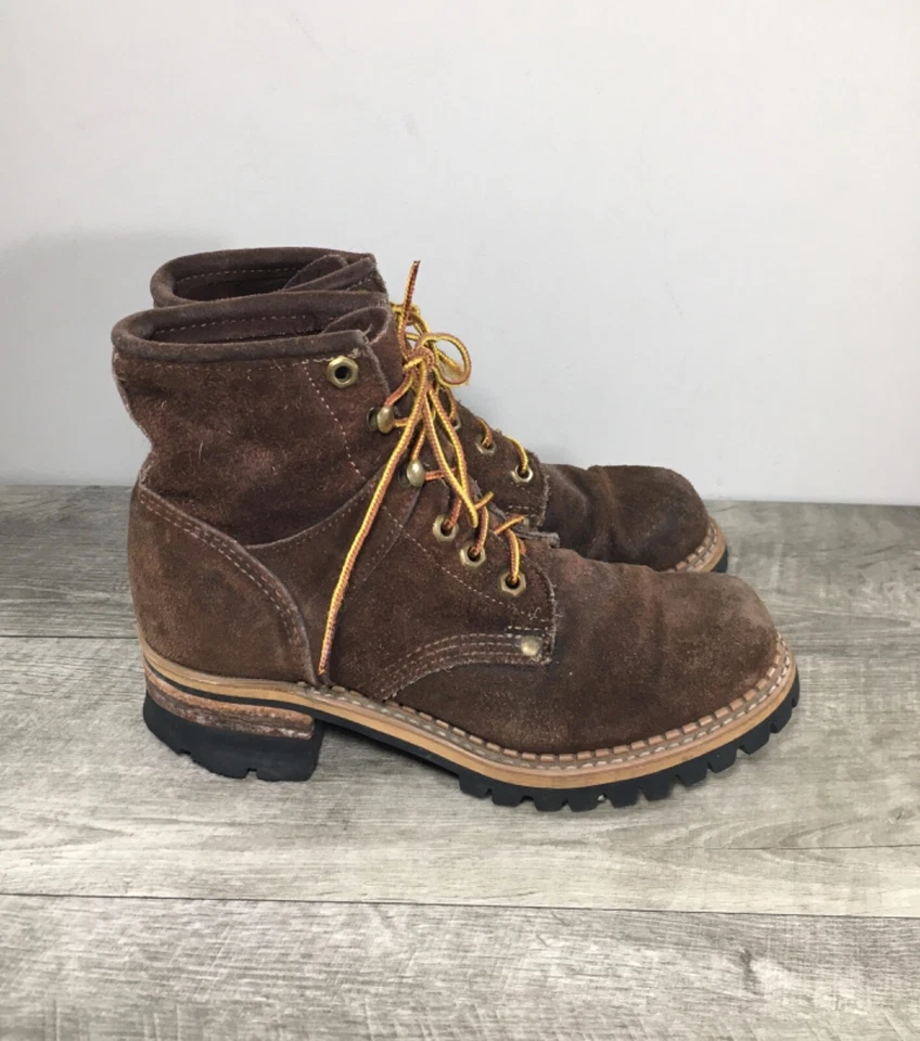 Hecho en EE. UU. Botas con cordones punta de trabajo con cordones leñador abuela gótico para mujer cuero 7,5 Foto 2 de 4