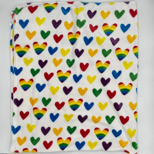 Plüschdecke Regenbogen Herzen verspielt Dopamin weich flauschig bunt 60x70 Schlafzimmer - Bild 2 von 12