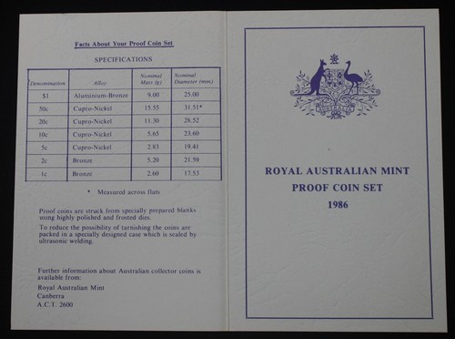 1986 Royal Australian Mint Proof Set (57922) - Picture 6 of 6