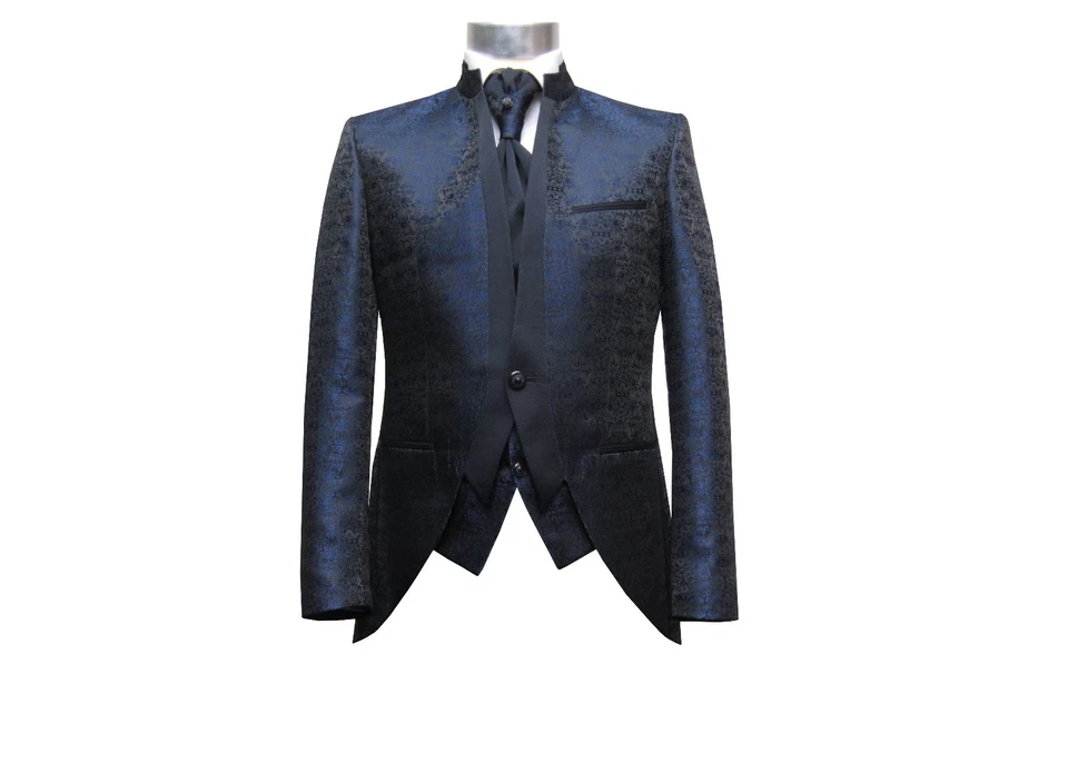 Stehkragen Herrenanzug + Weste + Plastron 4 teilig 56 Blau - Bild 3 von 4