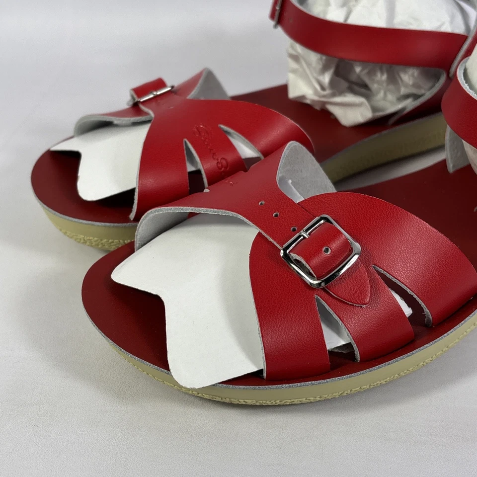 Sandalias Sun San Surfer rojas - dos correas - cuero niños pequeños talla 7 Foto 4 de 4