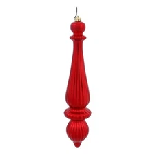 Vickerman 14" Plastic Finial Drop Ornaments in Shiny Red (Set of 2)