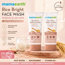 2 X 100ml Mamaearth Rice Bright Face Wash Rice Water Niacinamide Glass Skin Kore