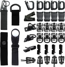 34 PCS Molle Accessories Kit, Tactical Gear Organization Clip for Webbing Strap