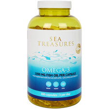 Oméga 3 Huile de Poisson 1000 mg - 300 Gélules avec Vitamine E - Cœur & Cerveau