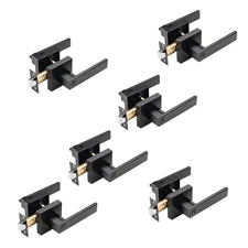 6 Pack Matte Black Privacy Door Handles, Interior Door Knobs for Bed and Bath...