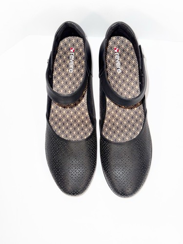 Scarpe comode REVERE Osaka Mary Jane mocassino in pelle nero cuscino orto largo 12 - Foto 5 di 15